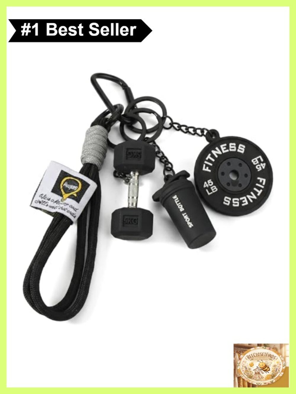 Silicone Metal Gym Keychain Dumbbell Weight Plate Charms